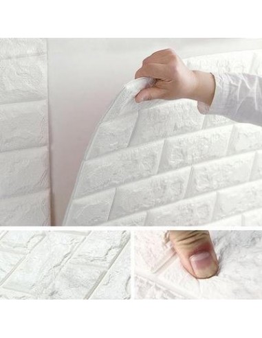 Tapet 3D caramizi albe, auto-adeziv...